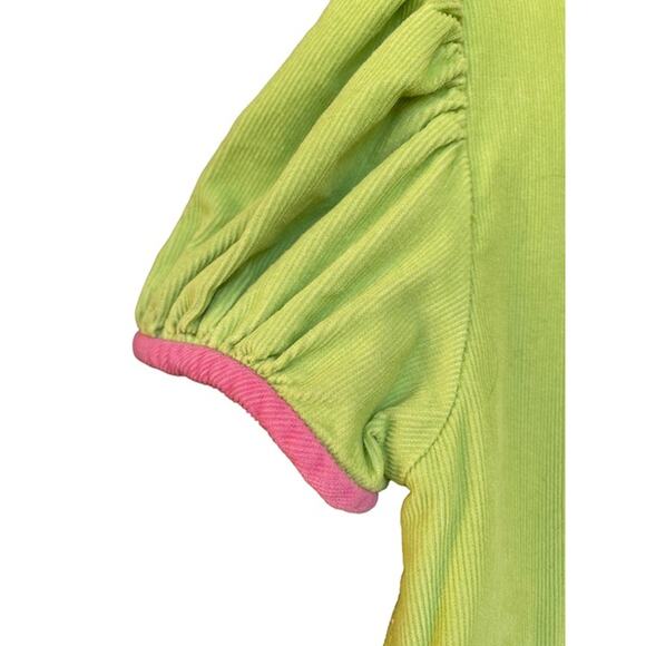 ANAVINI LT GREEN CORDUROY Christmas Trees Corduroy SMOCKED DRESS Size 6X - Picture 5 of 6